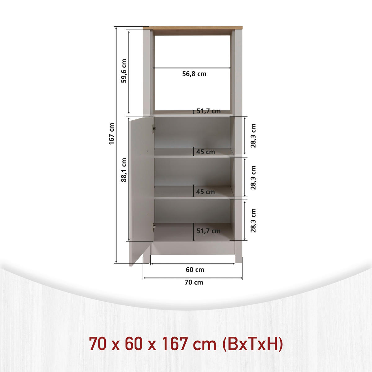 OMARA ZA VGRADNO NAPRAVO - srebrne barve/kašmir, Moderno, kovina/leseni material (70/167/60cm) - Xora