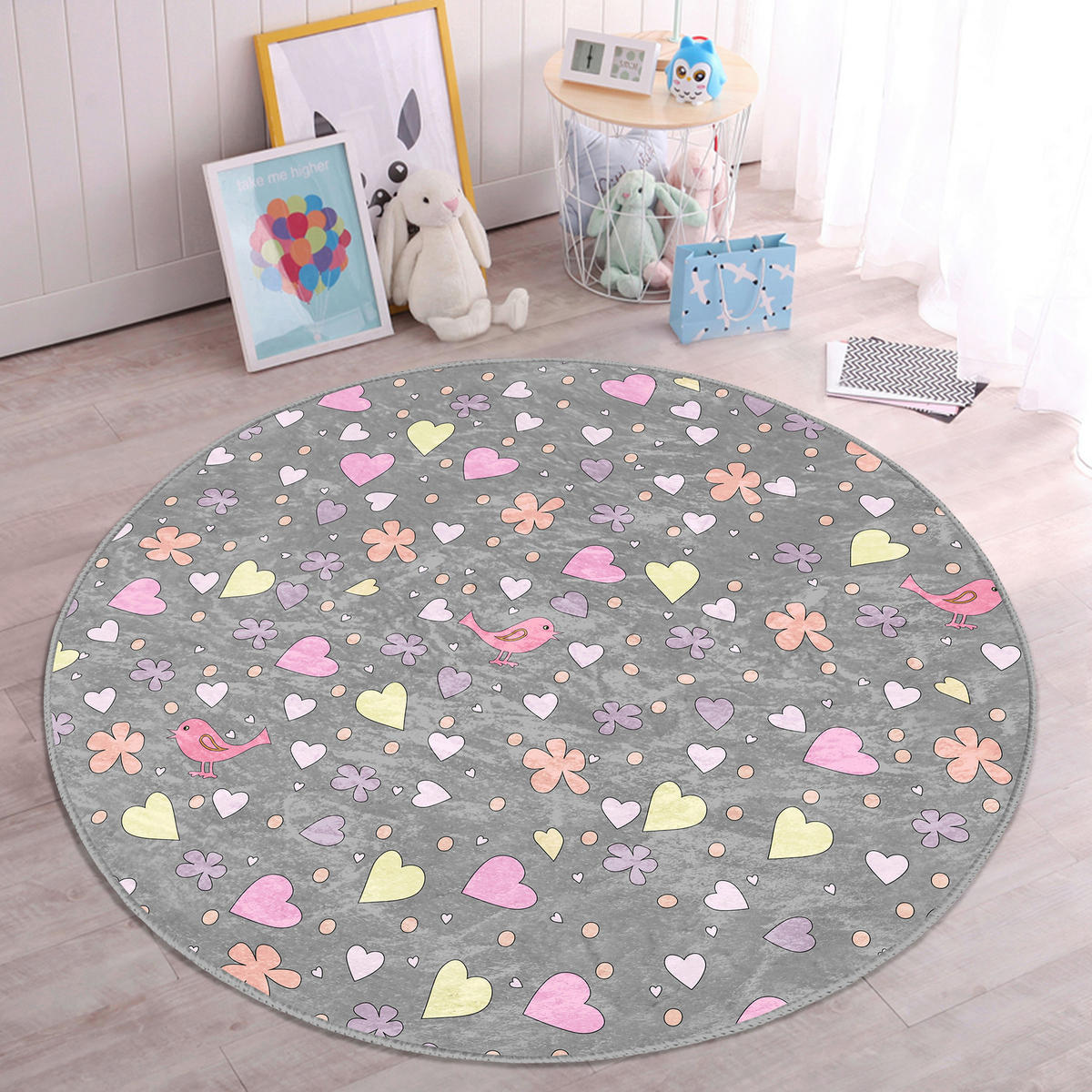 KINDERTEPPICH 150/150 cm Dunkelgrau rund  - Dunkelgrau, Basics, Textil (150/150cm)