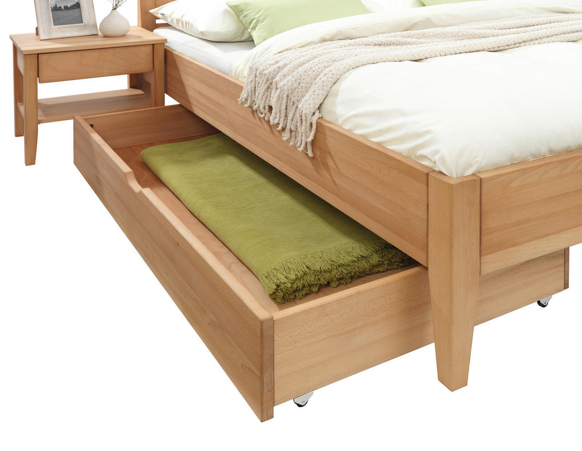BETT 90/200 cm  in Buchefarben  - Buchefarben/Naturfarben, KONVENTIONELL, Holz (90/200cm) - Linea Natura