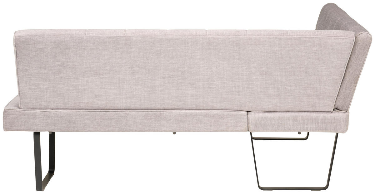 ECKBANK 150/190 cm Samt Hellgrau   - Hellgrau/Schwarz, KONVENTIONELL, Textil/Metall (150/190cm) - MID.YOU