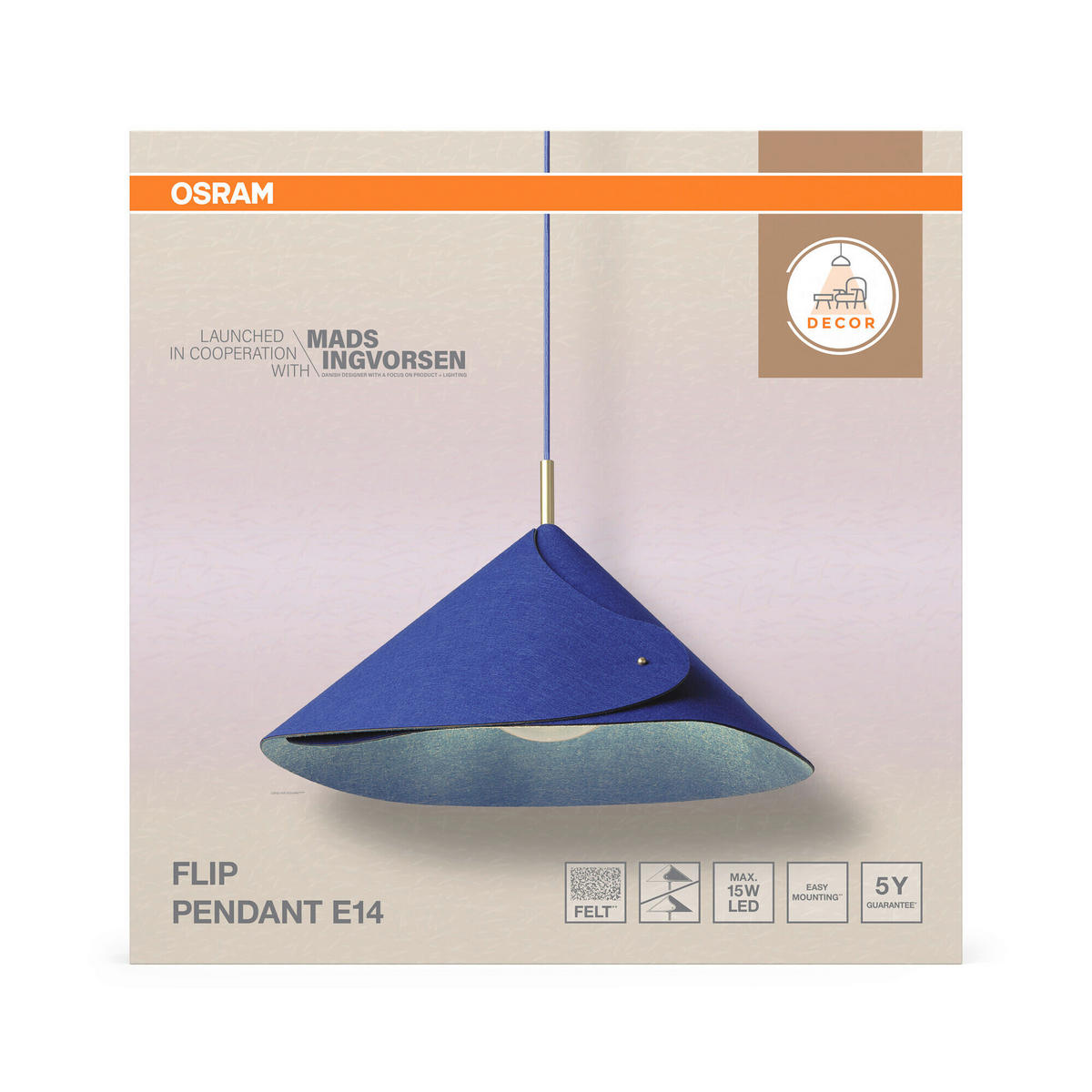 PENDELLEUCHTE 50/126,5 cm  - Blau, Basics, Textil/Metall (50/126,5cm) - Osram