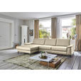 ECKSOFA  in Echtleder Creme, Naturfarben  176/334 cm  - Creme/Schwarz, Design, Leder/Metall (176/334cm) - Dieter Knoll
