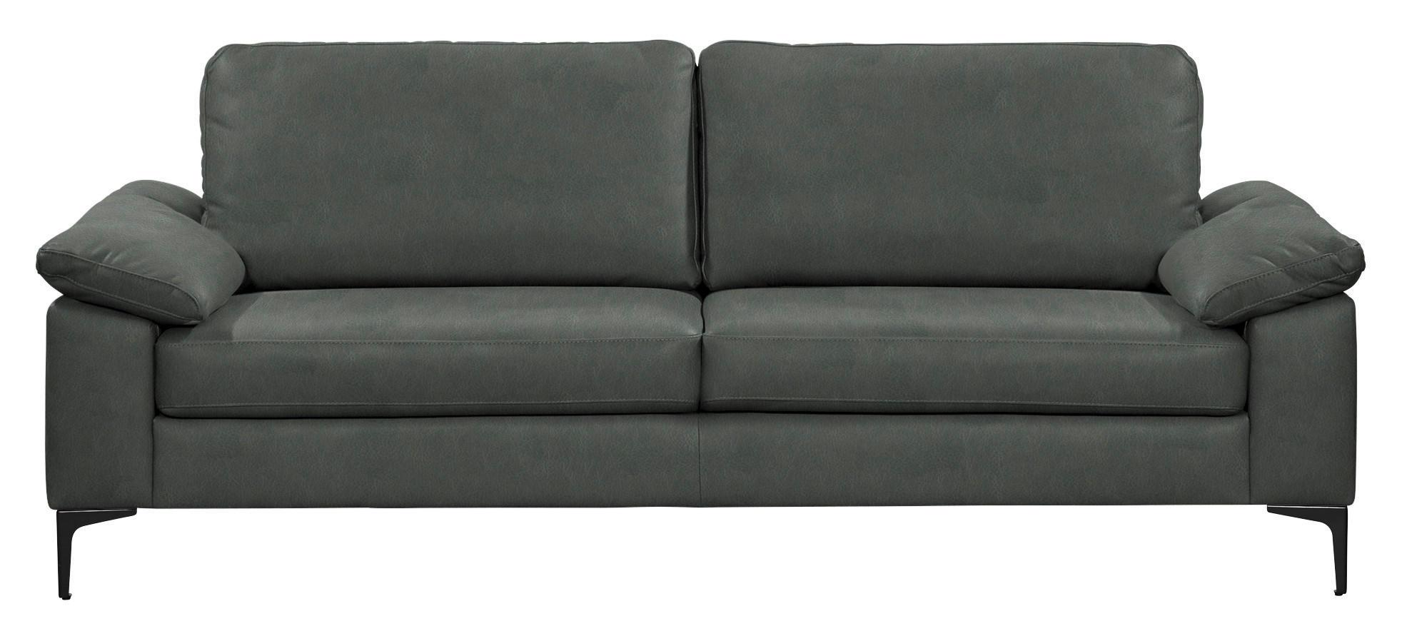3-SITZER-SOFA  in Echtleder Fango   - Fango/Schwarz, Design, Leder/Metall (224/86/97cm) - Schöner Wohnen