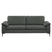 3-SITZER-SOFA  in Echtleder Fango   - Fango/Schwarz, Design, Leder/Metall (224/86/97cm) - Schöner Wohnen