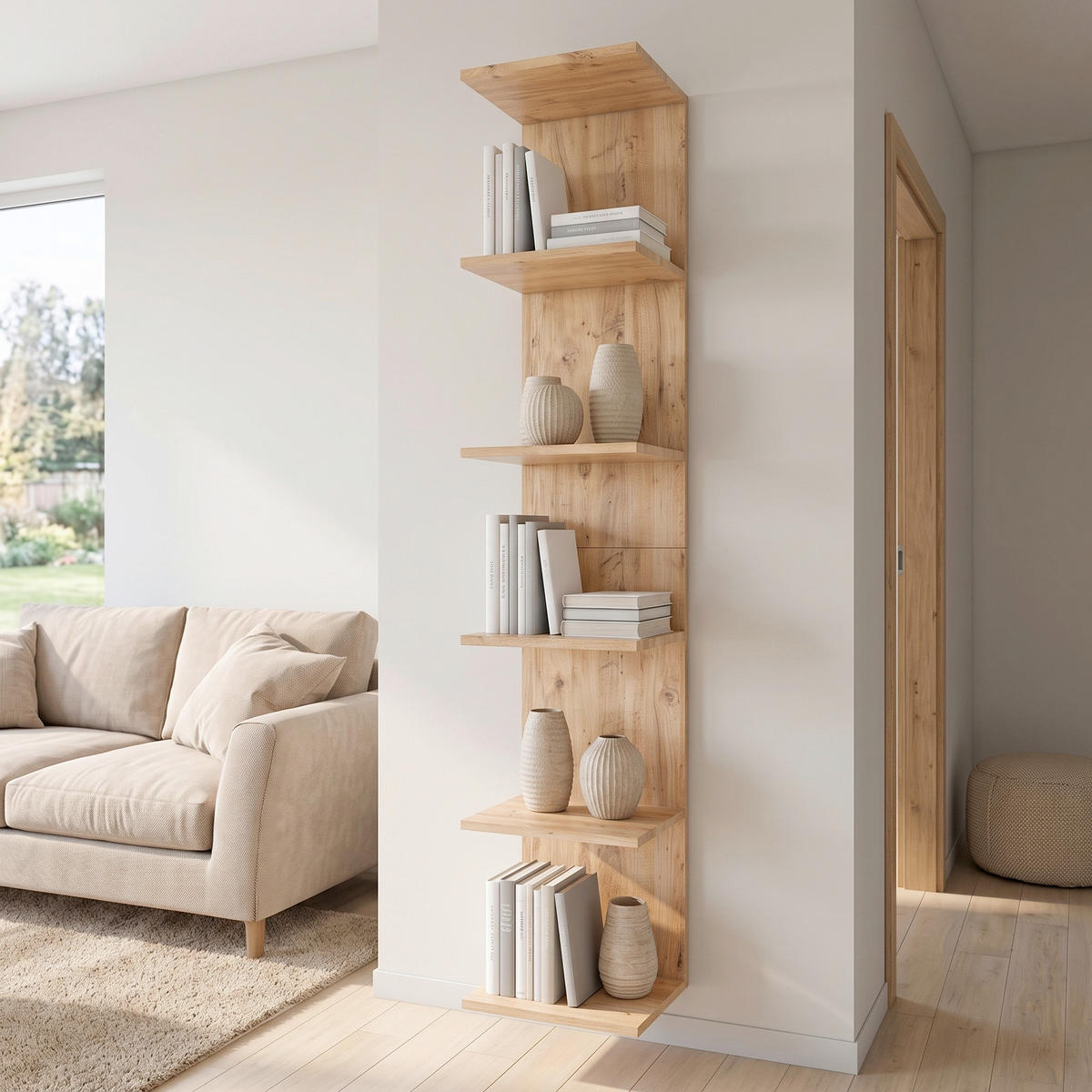 WANDREGAL  - Honigeiche, MODERN, Holzwerkstoff (35/180/30cm) - MID.YOU