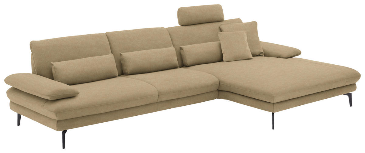 ECKSOFA in Velours Cappuccino  - Schwarz/Cappuccino, Design, Textil/Metall (310/180cm) - Dieter Knoll