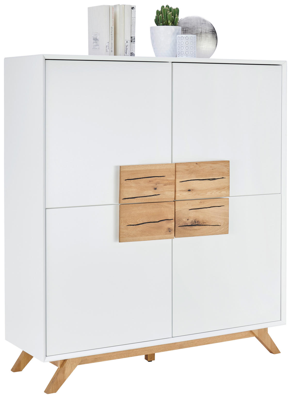 VISOKA KOMODA, bela, barve hrasta  - barve hrasta/bela, Design, leseni material/les (120/133/40cm) - Xora