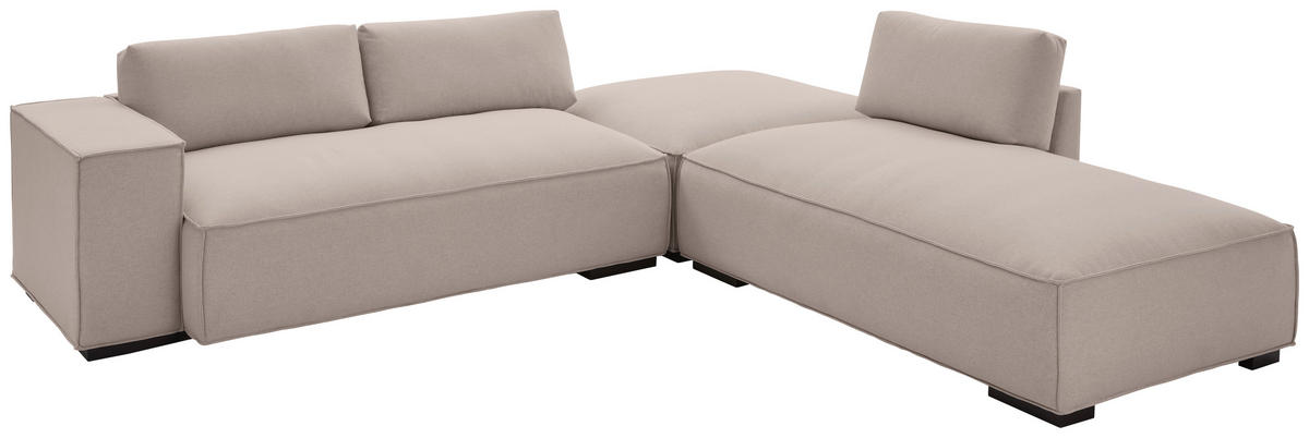 ECKSOFA Taupe Webstoff  - Taupe/Schwarz, Trend, Holz/Textil (280/260cm) - Livetastic