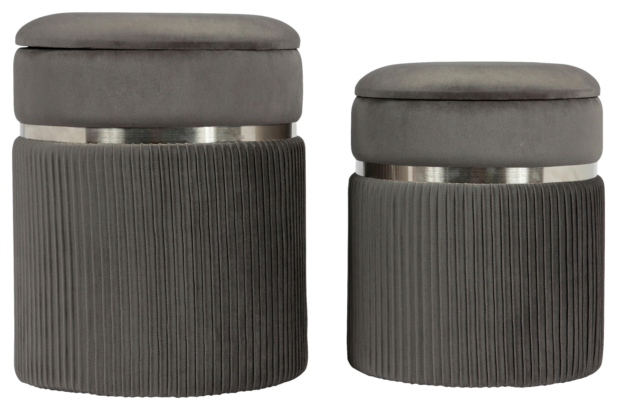 SADA TABURETIEK, 31,5/36/38/44/31,5/36 cm - sivá/strieborná, Konventionell, kov/textil (31,5/36/38/44/31,5/36cm) - MID.YOU