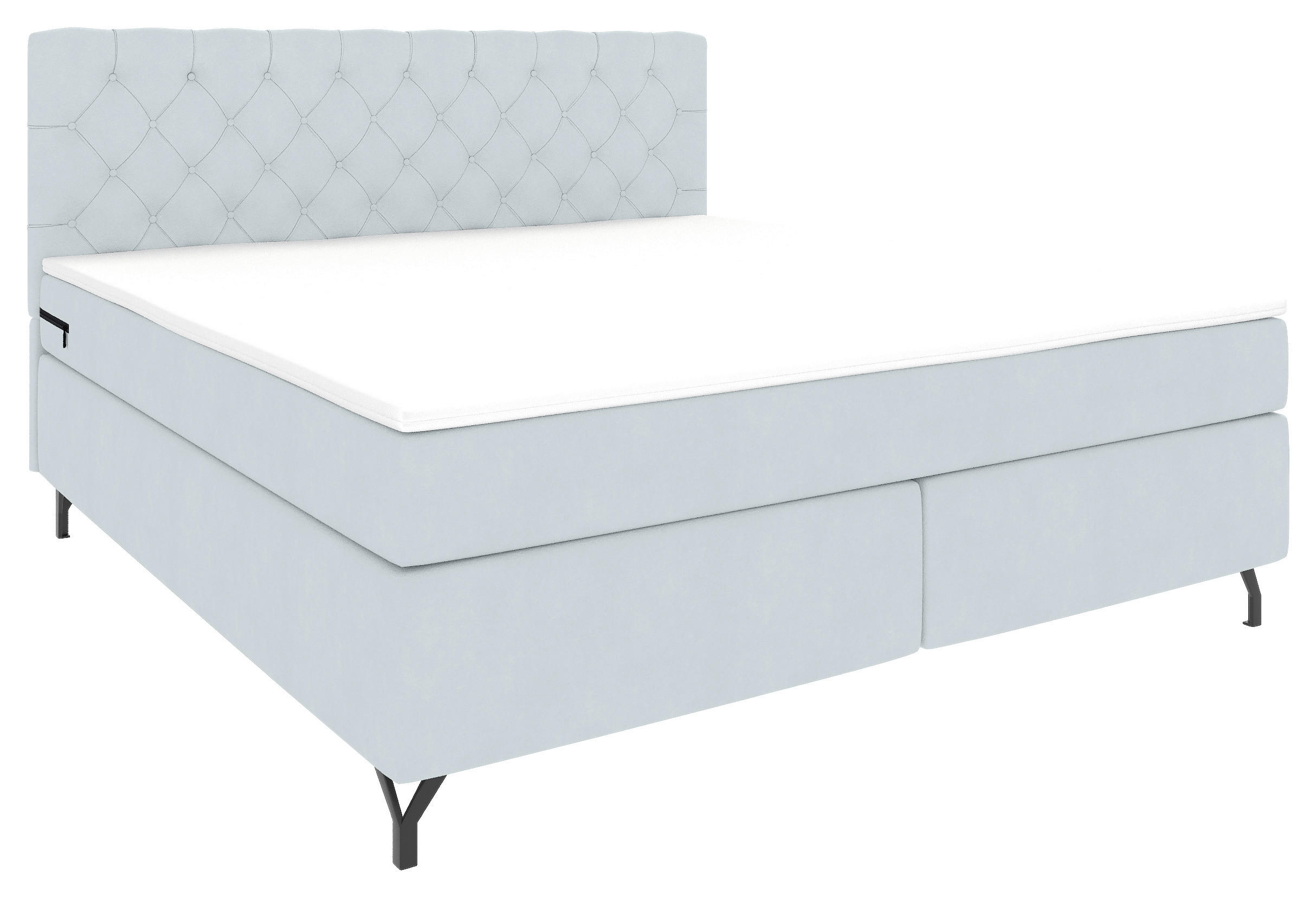 BOXSPRINGBETT 180/200 cm  in Hellgrau  - Hellgrau/Schwarz, KONVENTIONELL, Textil/Metall (180/200cm) - Boxxx
