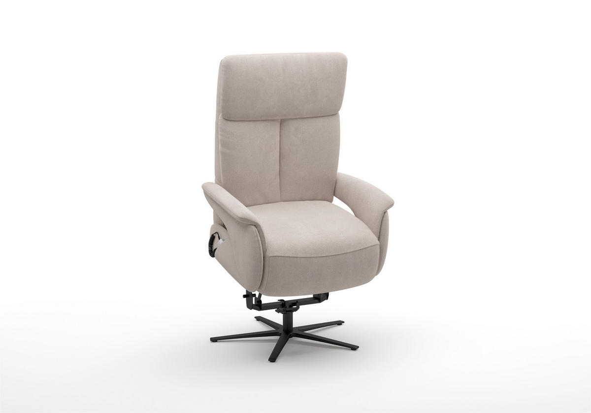 RELAXSESSEL TV TRIPLE SEVEN XTRA LARGE S1 Flachgewebe Kopfteilverstellung, Aufstehhilfe, Fußteilverstellung, Rücken echt    - Greige/Schwarz, Basics, Textil/Metall (86/111/86cm) - Sit & More