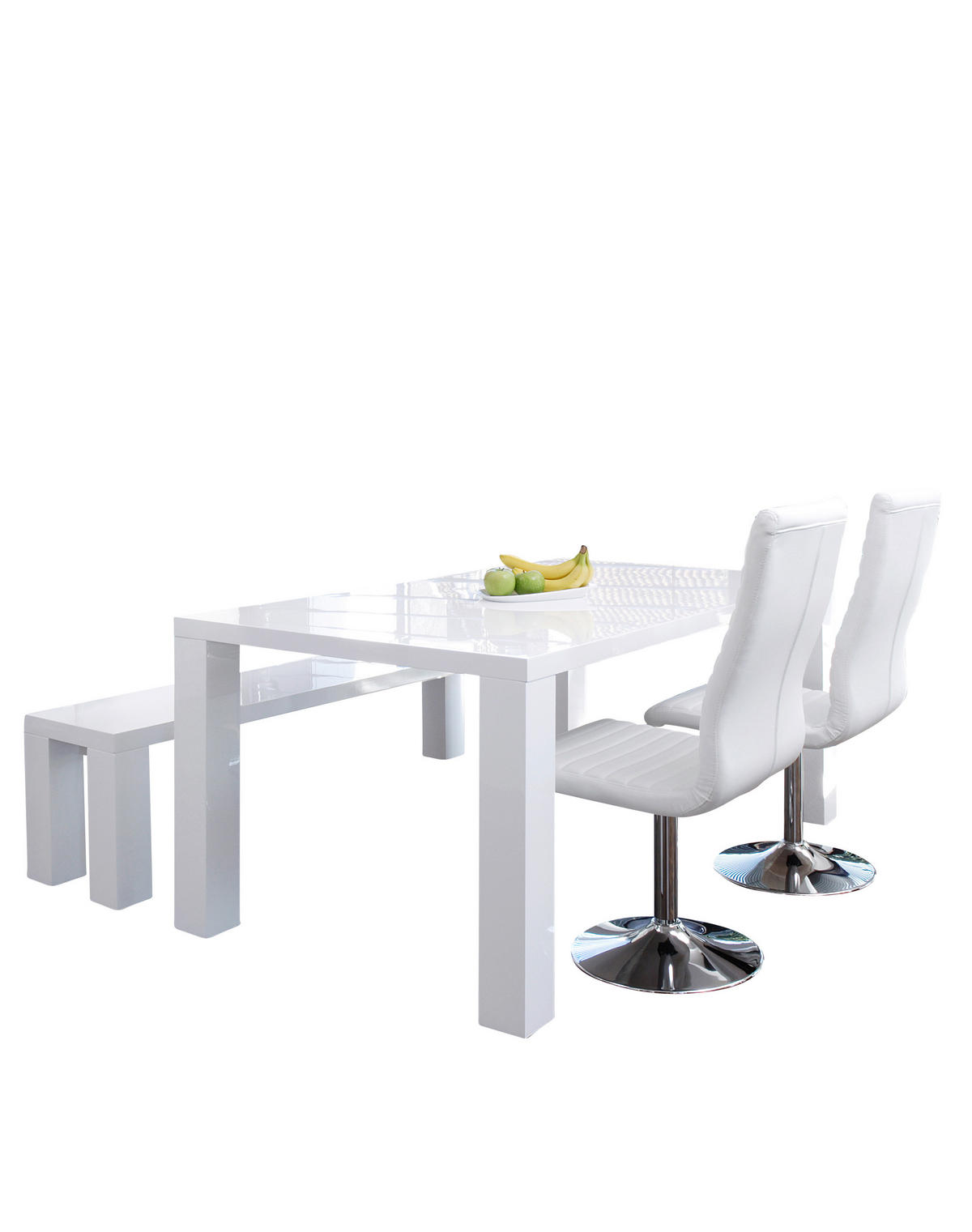 STUHL-SET 4 Stück  in Lederlook  - Silberfarben/Weiß, MODERN, Textil/Metall (45/106/65cm) - Livetastic