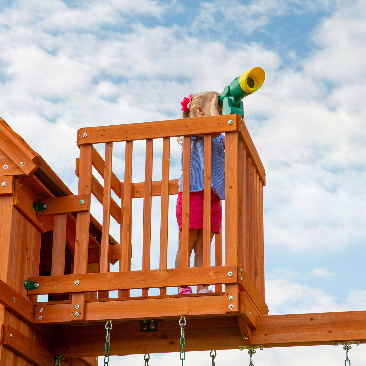 SPIELTURM SKYFORT II 670/380/510 cm  - Braun/Grün, Konventionell, Holz (670/380/510cm)