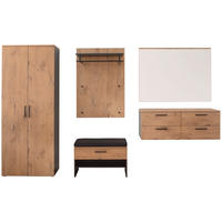 GARDEROBE 6-teilig  in 300/200/38 cm  - Eichefarben/Anthrazit, Konventionell, Holzwerkstoff (300/200/38cm) - Moderano