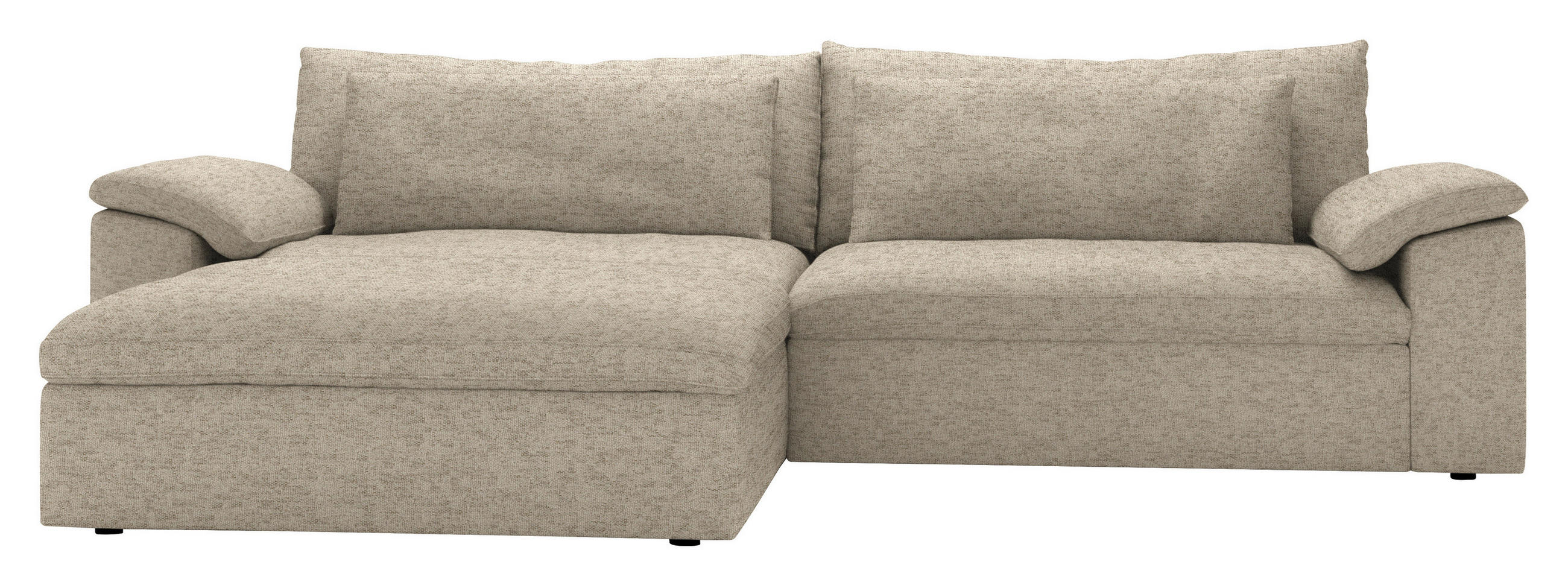 ECKSOFA  in Flachgewebe Creme Rückenkissen, Nierenkissen, Armlehnenkissen, Rücken echt  198/306 cm  - Creme/Schwarz, MODERN, Kunststoff/Textil (198/306cm) - Carryhome