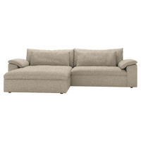 ECKSOFA  in Flachgewebe Creme Rückenkissen, Nierenkissen, Armlehnenkissen, Rücken echt  198/306 cm  - Creme/Schwarz, MODERN, Kunststoff/Textil (198/306cm) - Carryhome