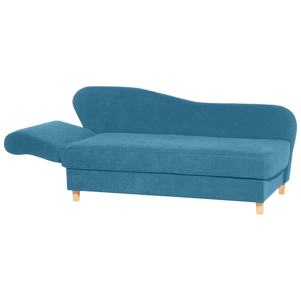 RÉCAMIERE in Velours Petrol  - Buchefarben/Petrol, Design, Holz/Textil (190/88/82cm) - Max Winzer
