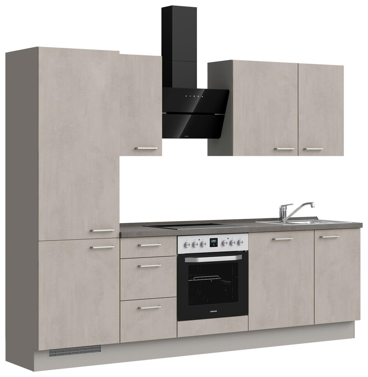 KÜCHENBLOCK Riva 270 cm  in Grau, Schieferfarben  - Schieferfarben/Edelstahlfarben, MODERN, Holzwerkstoff/Metall (270cm) - Nobilia