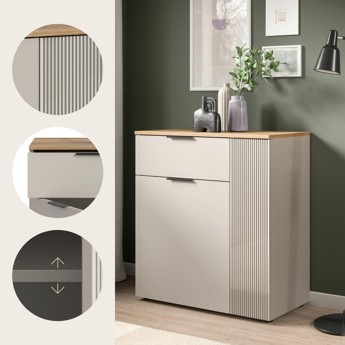 BYRÅ 80/86/38 cm  - svart/kashmir, Design, trämaterial/plast (80/86/38cm) - MID.YOU