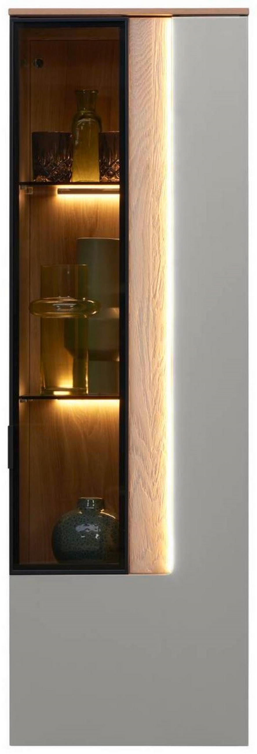 HÄNGEVITRINE CREMONA in furniert Eichefarben, Hellgrau  - Eichefarben/Hellgrau, Design, Glas/Holzwerkstoff (45,6/139,4/36cm) - Dieter Knoll