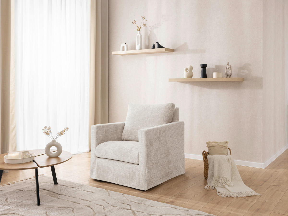 SESSELBEZUG - Creme, Design, Textil (84/89/95cm) - P & B