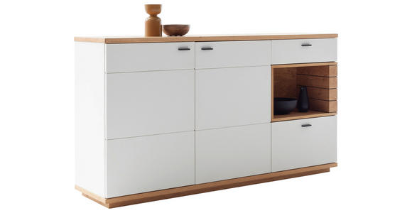 SIDEBOARD Weiß, Wildeiche  180/100/44 cm  - Wildeiche/Anthrazit, Design, Glas/Holz (180/100/44cm) - Novel