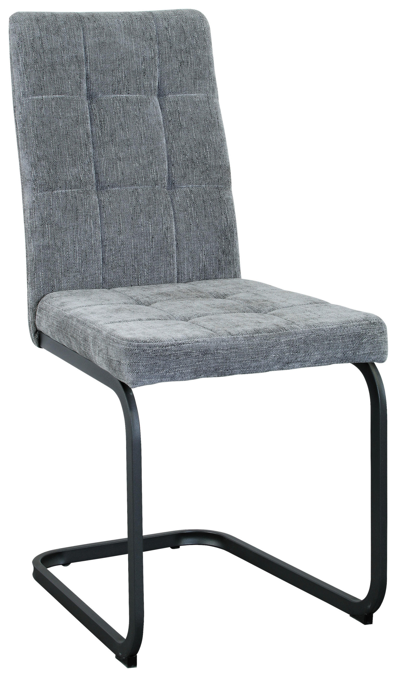 Scaun din metal, textil, gri deschis
