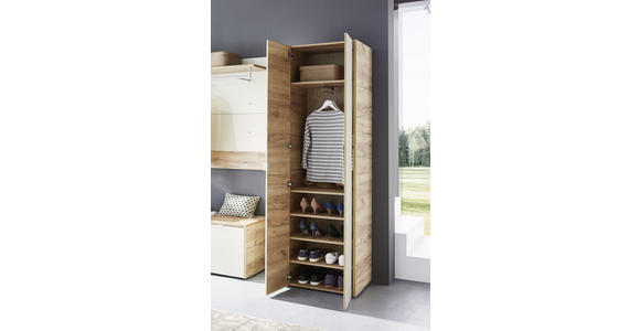 GARDEROBENSCHRANK 62/199/40 cm  - Kaschmir/Eichefarben, Design, Glas/Holzwerkstoff (62/199/40cm) - Voleo