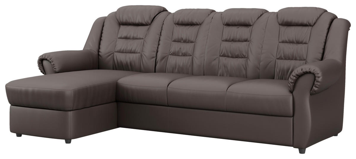 ECKSOFA Braun Lederlook  - Schwarz/Braun, KONVENTIONELL, Kunststoff/Textil (165/262cm) - Livetastic