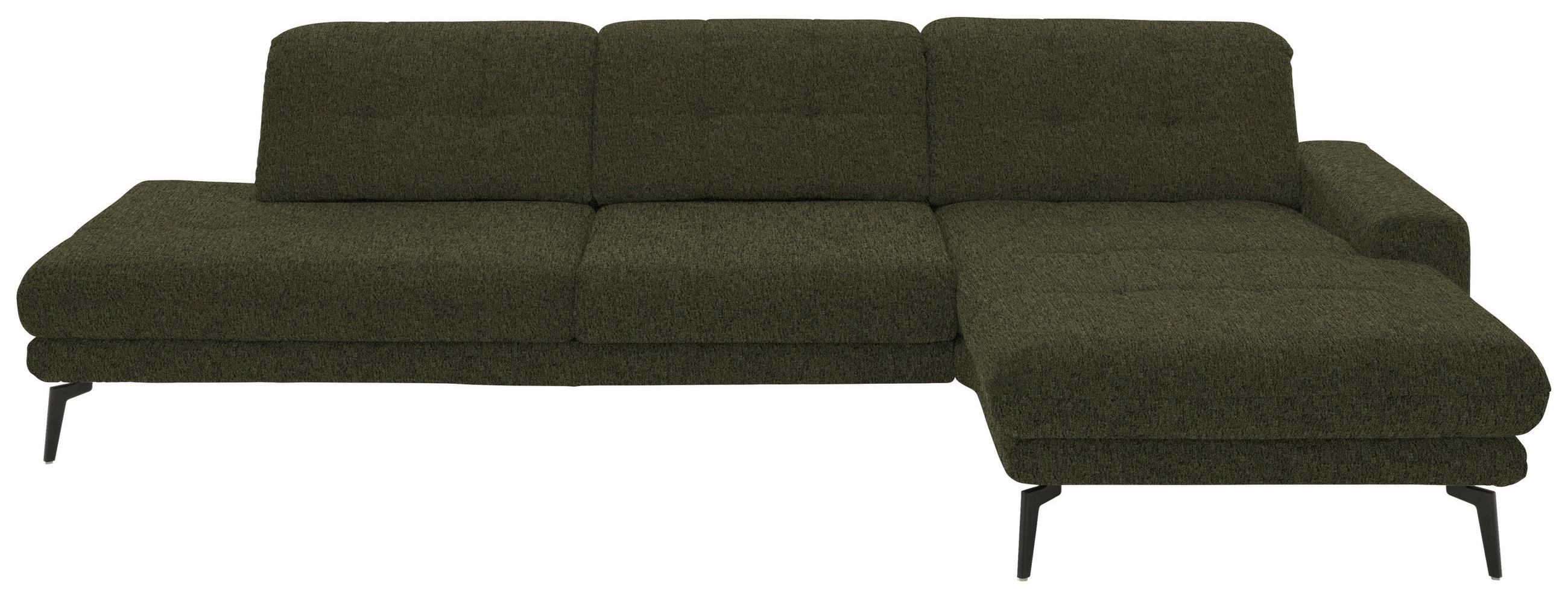 ECKSOFA in Flachgewebe Dunkelgrün  - Dunkelgrün/Schwarz, Design, Textil/Metall (309/190cm) - Beldomo Style