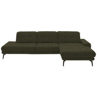 ECKSOFA in Flachgewebe Dunkelgrün  - Dunkelgrün/Schwarz, Design, Textil/Metall (309/190cm) - Beldomo Style
