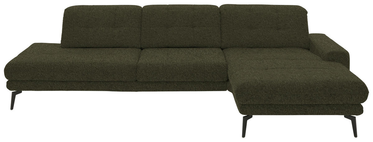 ECKSOFA in Flachgewebe Dunkelgrün  - Dunkelgrün/Schwarz, Design, Textil/Metall (309/190cm) - Beldomo Style