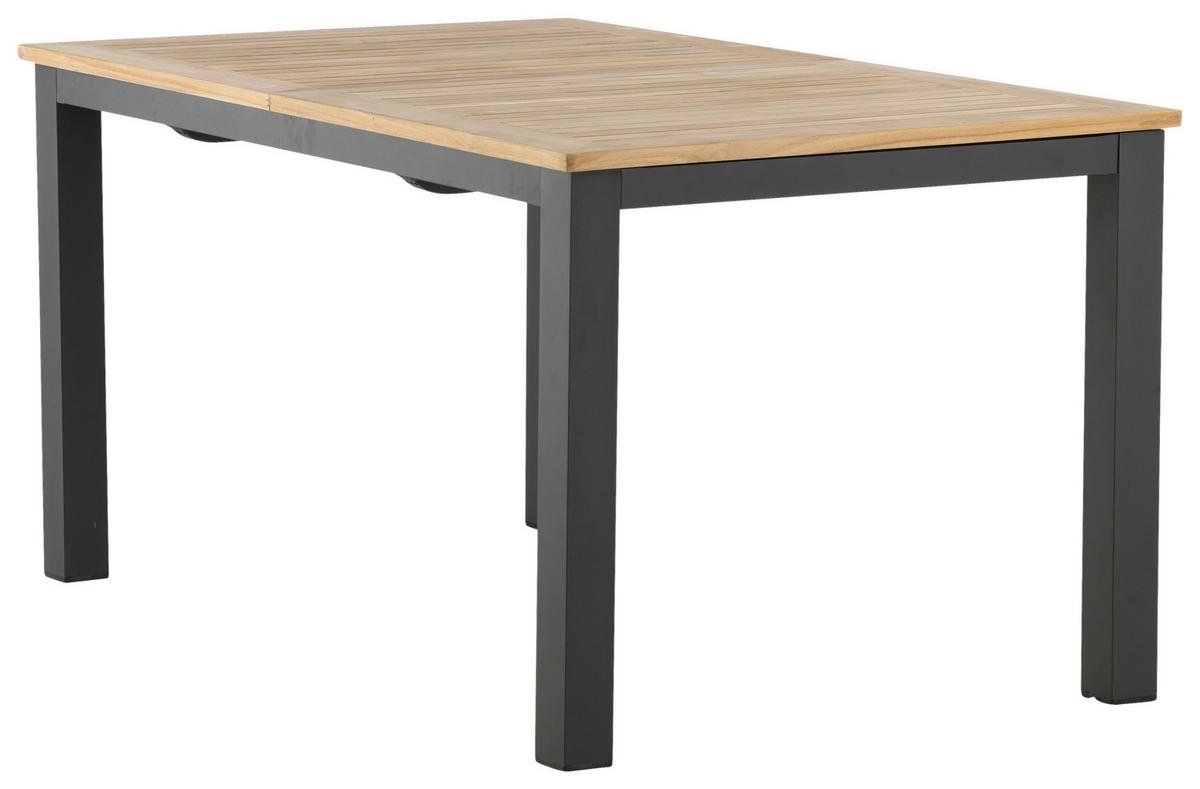 UTEBORD trä, metall rektangulär  - teakfärg/svart, Klassisk, metall/trä (210/90/75cm) - Gardenson