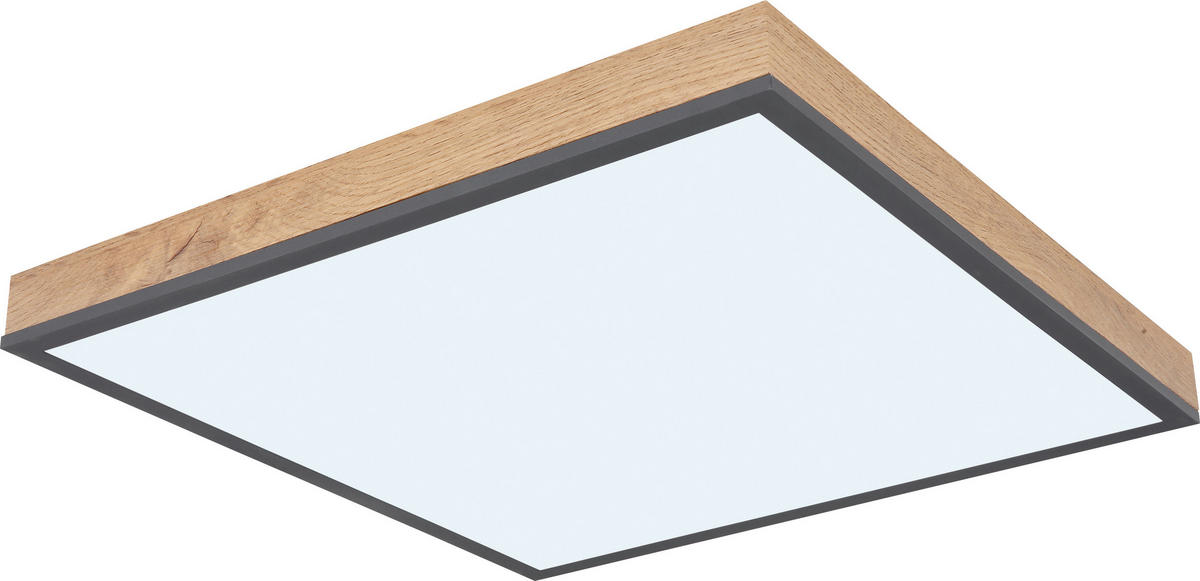 STROPNÉ LED SVIETIDLO, 45/45/7,6 cm - grafitová/opálová, Natur, kov/kompozitné drevo (45/45/7,6cm) - Novel
