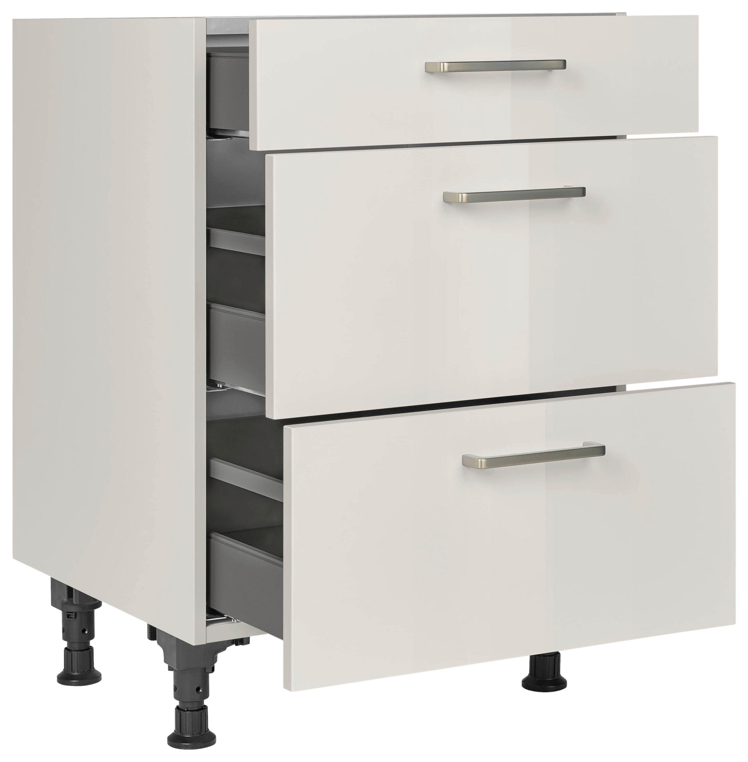 SCHUBKASTENUNTERSCHRANK 60/87/56 cm  in Hellgrau  - Edelstahlfarben/Hellgrau, MODERN, Holzwerkstoff/Metall (60/87/56cm) - Nobilia