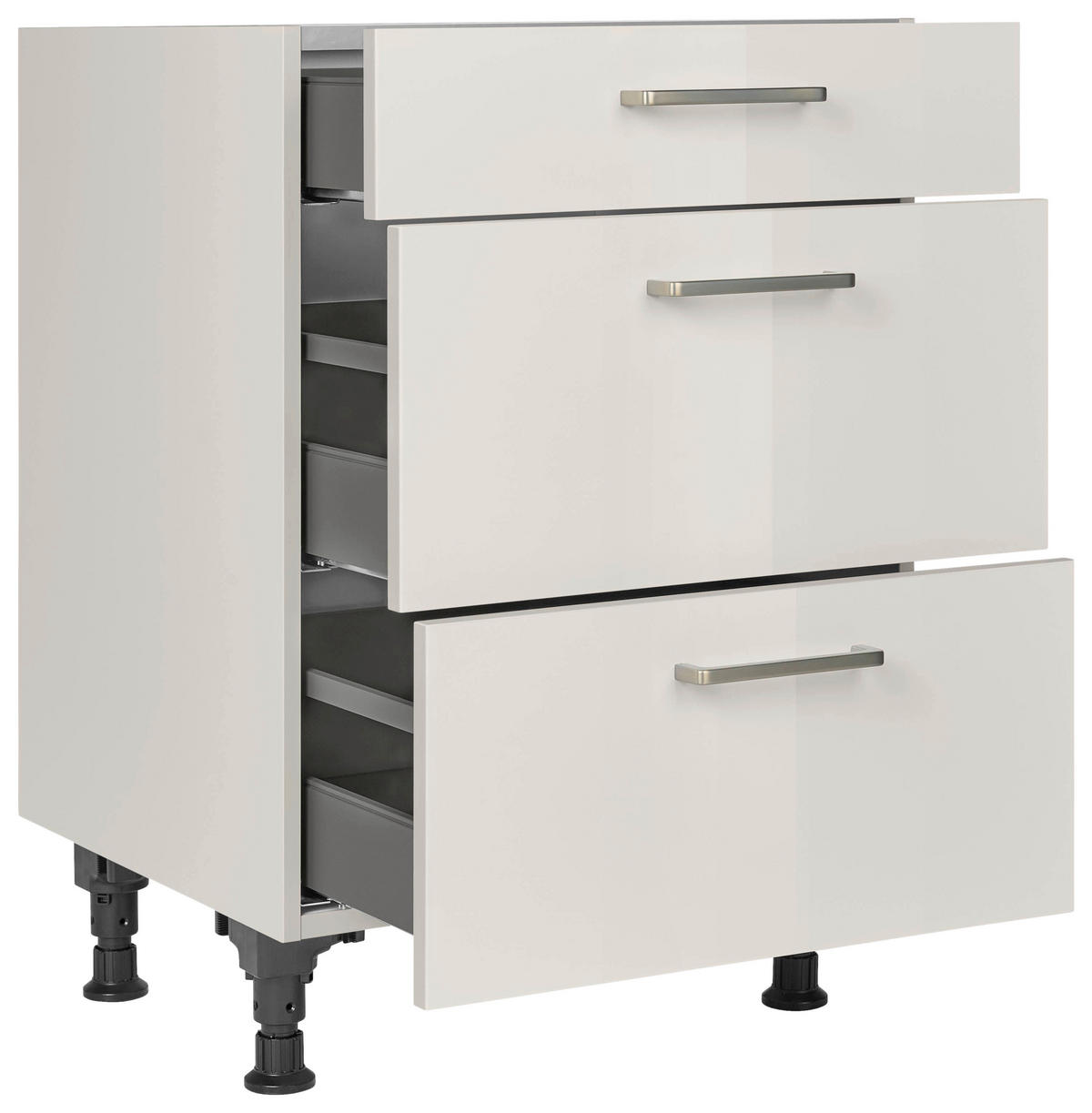 SCHUBKASTENUNTERSCHRANK 60/87/56 cm  in Hellgrau  - Edelstahlfarben/Hellgrau, MODERN, Holzwerkstoff/Metall (60/87/56cm) - Nobilia