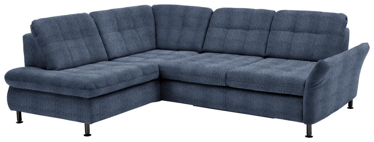 ECKSOFA in Webstoff Blau  - Blau/Schwarz, Konventionell, Textil/Metall (210/242cm) - Beldomo Style