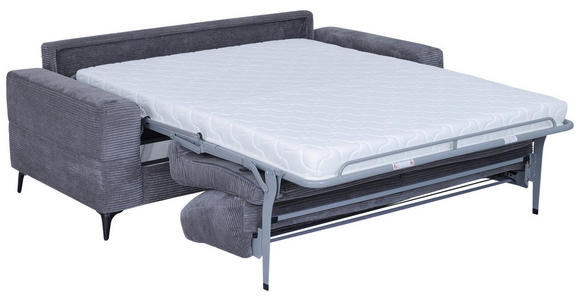 SCHLAFSOFA Cord Dunkelgrau - Dunkelgrau/Schwarz, Design, Textil/Metall (204/89/98cm) - Carryhome