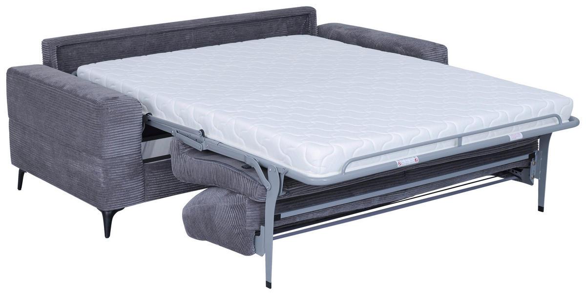 SCHLAFSOFA in Textil Dunkelgrau  - Dunkelgrau/Schwarz, Design, Textil/Metall (204/89/98cm) - Carryhome