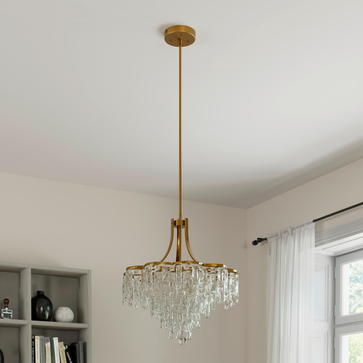 HÄNGELEUCHTE Aurelie 76/190 cm   - Klar/Goldfarben, Design, Glas/Metall (76/190cm) - Glandor