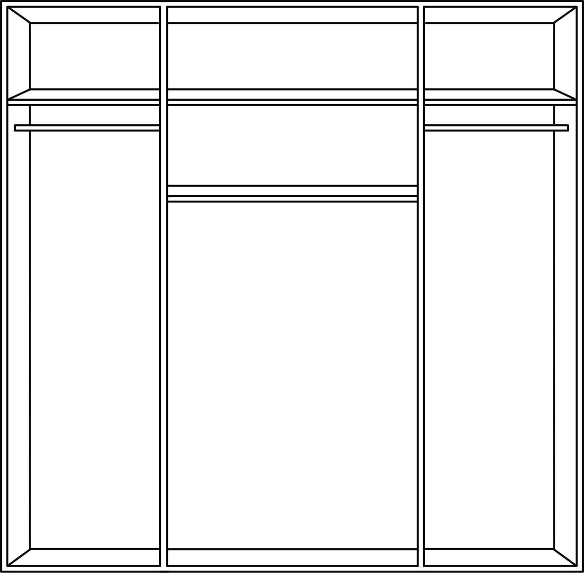 KLEIDERSCHRANK 180/199/58 cm 4-türig Graphitfarben, Weiß  - Schwarz/Graphitfarben, KONVENTIONELL, Holzwerkstoff/Kunststoff (180/199/58cm) - Boxxx