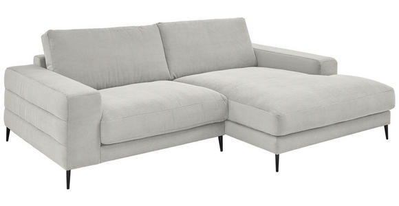 ECKSOFA in Feincord Weiß  - Schwarz/Weiß, Design, Textil/Metall (253/177cm) - Dieter Knoll