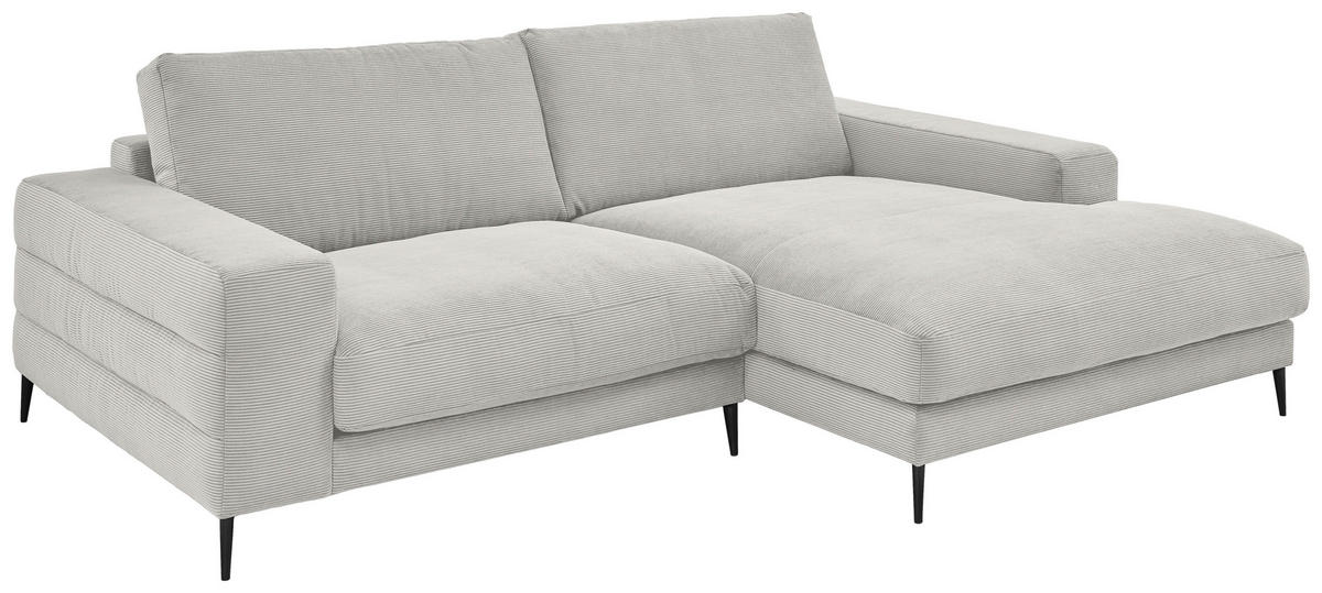 ECKSOFA in Feincord Weiss  - Weiss/Schwarz, Design, Textil/Metall (253/177cm) - Dieter Knoll