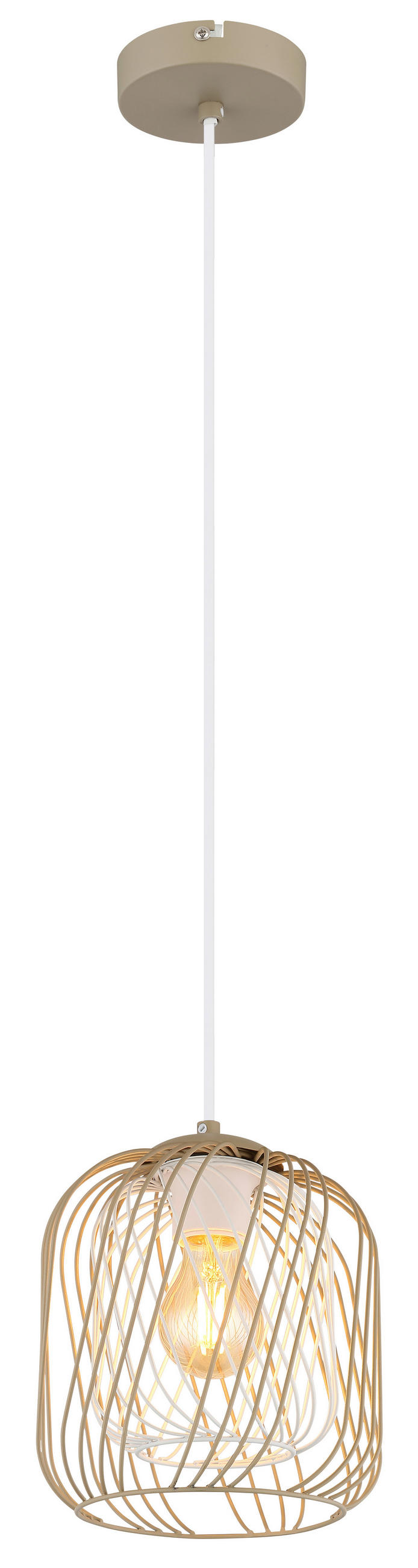 HÄNGELEUCHTE 18/150 cm  - Sandfarben/Creme, Basics, Kunststoff/Metall (18/150cm) - Globo