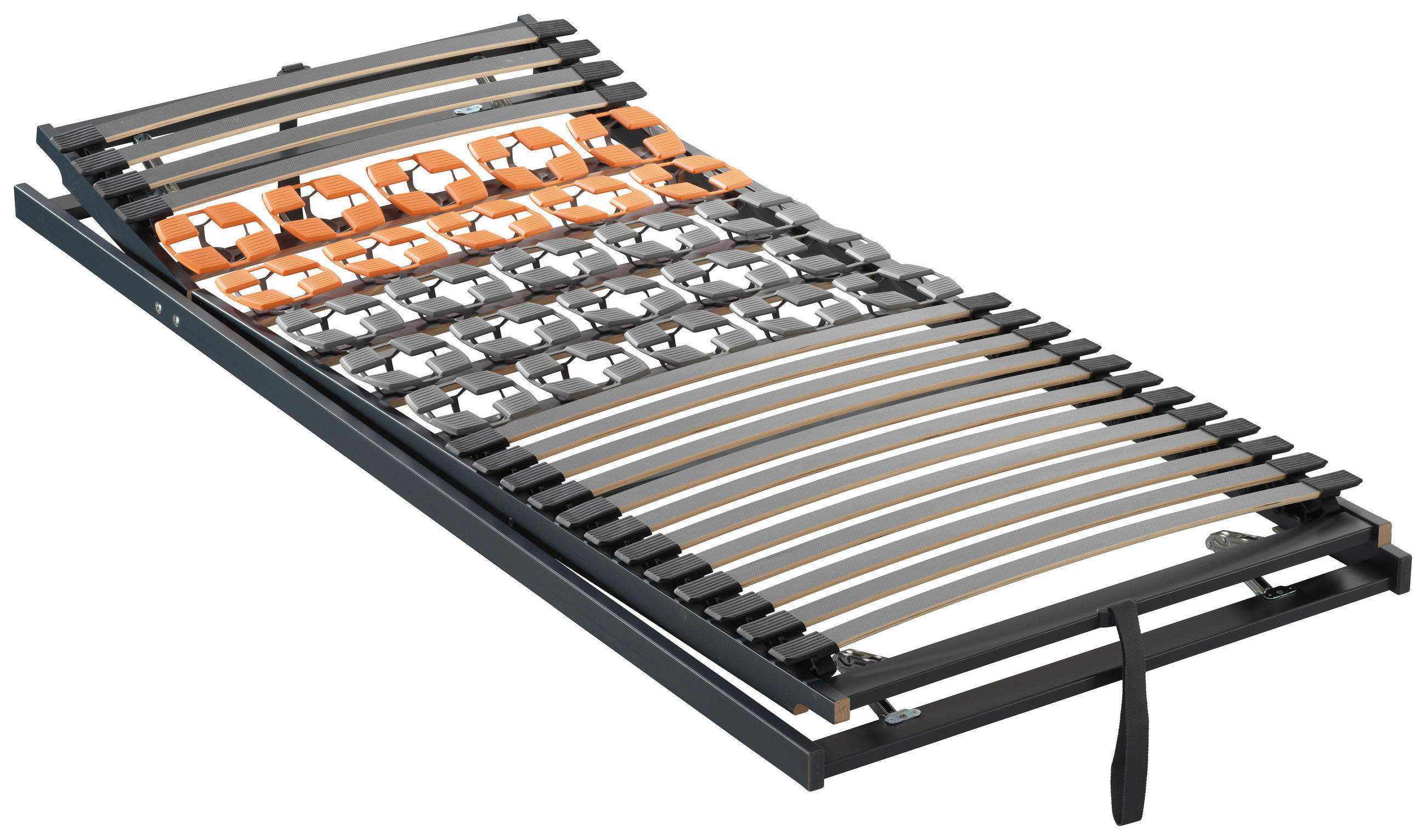 LATTENROST 100/200 cm, Kopfteil, Fußteil verstellbar, Birke, Buche  - Anthrazit/Orange, Basics, Holz (100/200cm) - Dieter Knoll