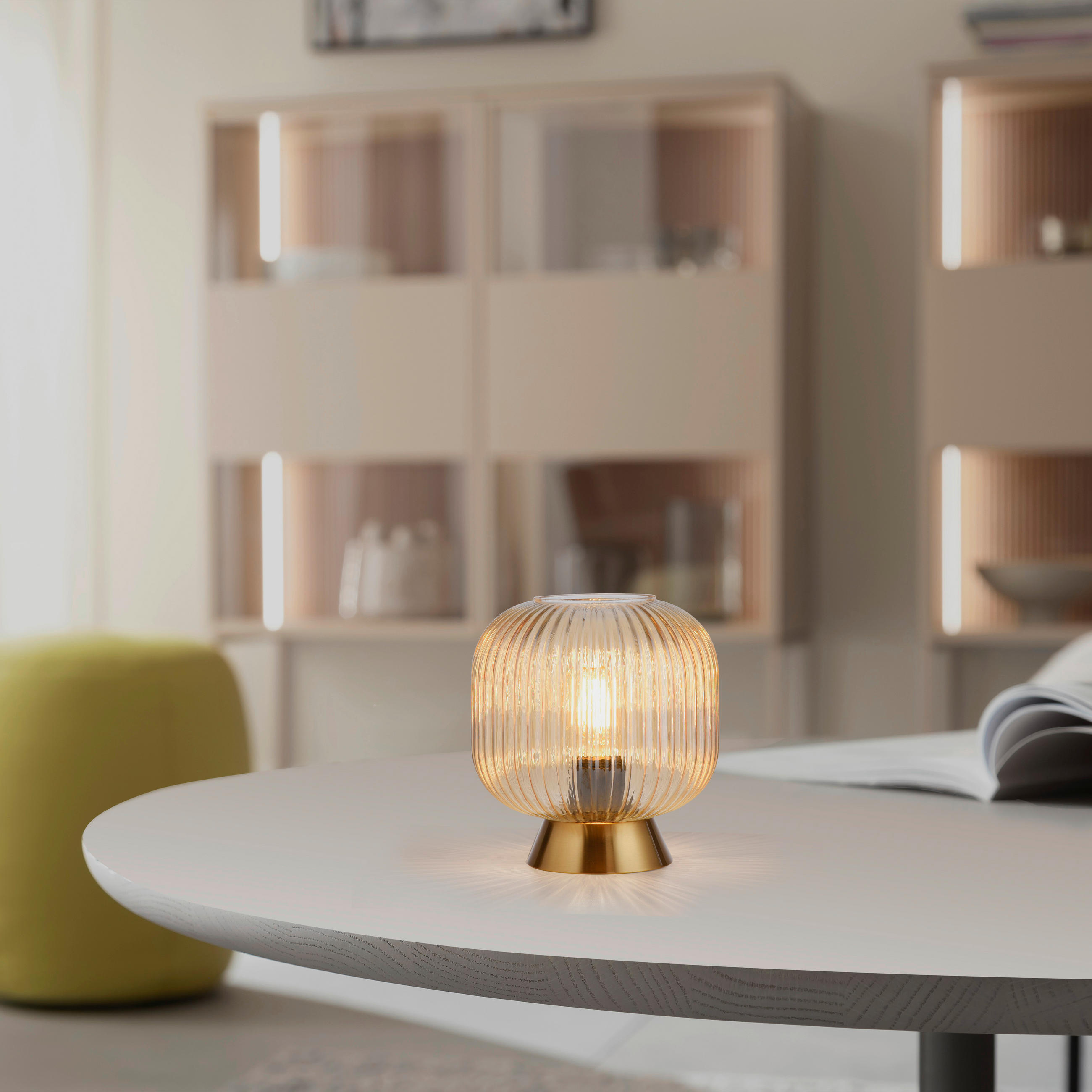 LED-TISCHLEUCHTE 20/20/22 cm   - Sandfarben, KONVENTIONELL, Glas/Kunststoff (20/20/22cm) - Schöner Wohnen