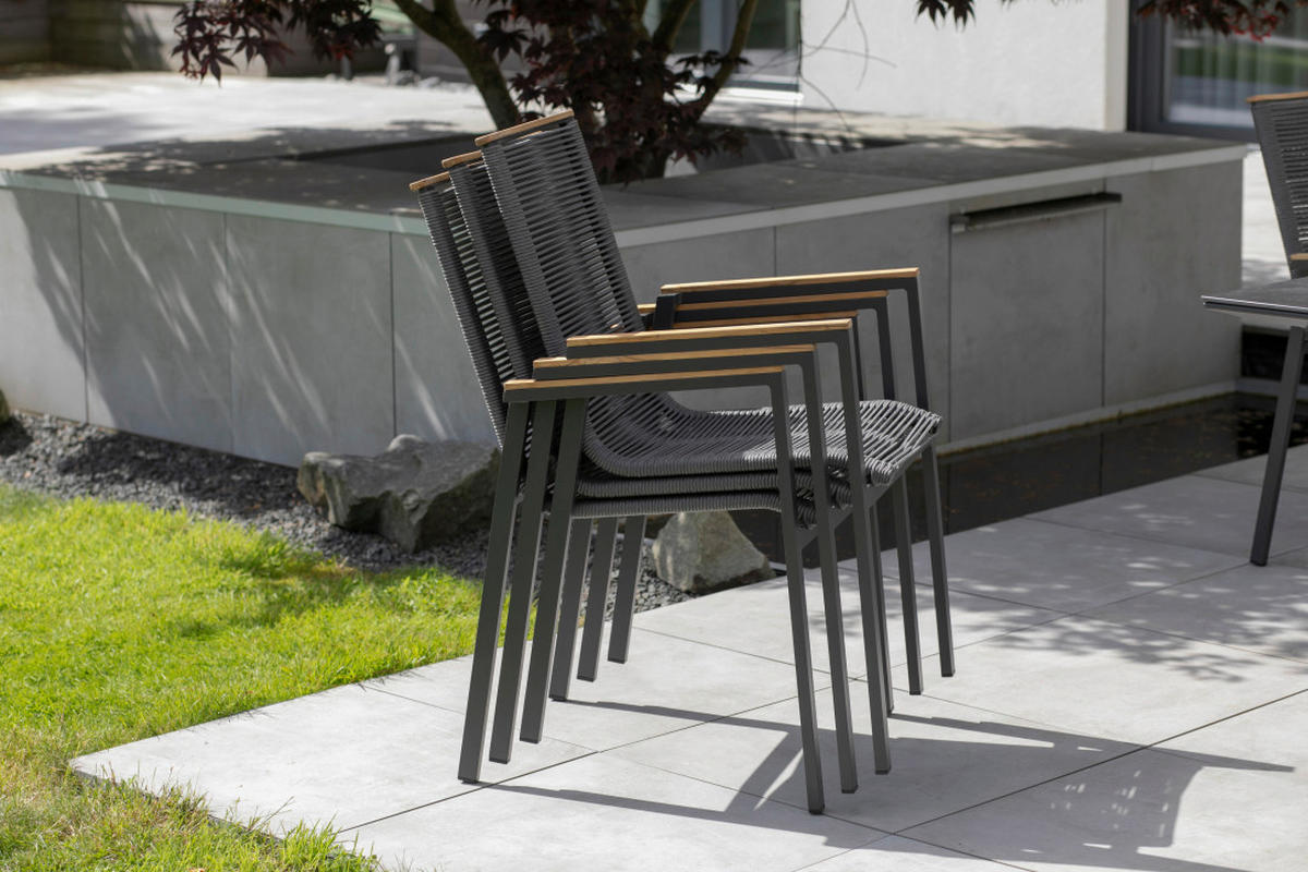 GARTENSESSEL Teakholz Aluminium Grau  - Grau, Basics, Holz/Kunststoff (55/87/66cm) - Gardenson