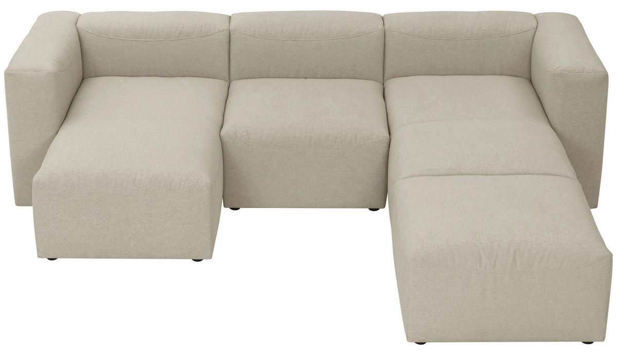 WOHNLANDSCHAFT Creme Flachgewebe  - Creme, Design, Kunststoff/Textil (160/275/235cm) - Max Winzer