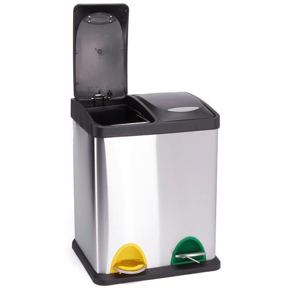 TRETEIMER 16 l  Metall  - Silberfarben/Schwarz, Basics, Kunststoff/Metall (31/26,5/39,5cm)
