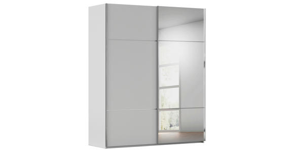 SCHWEBETÜRENSCHRANK  in Grau  - Chromfarben/Grau, KONVENTIONELL, Glas/Holzwerkstoff (201/223/68cm) - Novel